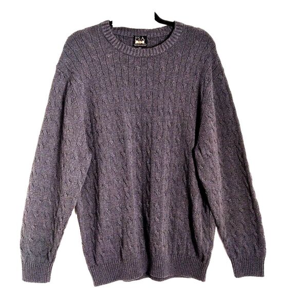 Jos A Bank Executive Collection Gray Crew Neck Long Sleeve Cable Knit Sweater 2X - Picture 1 of 10